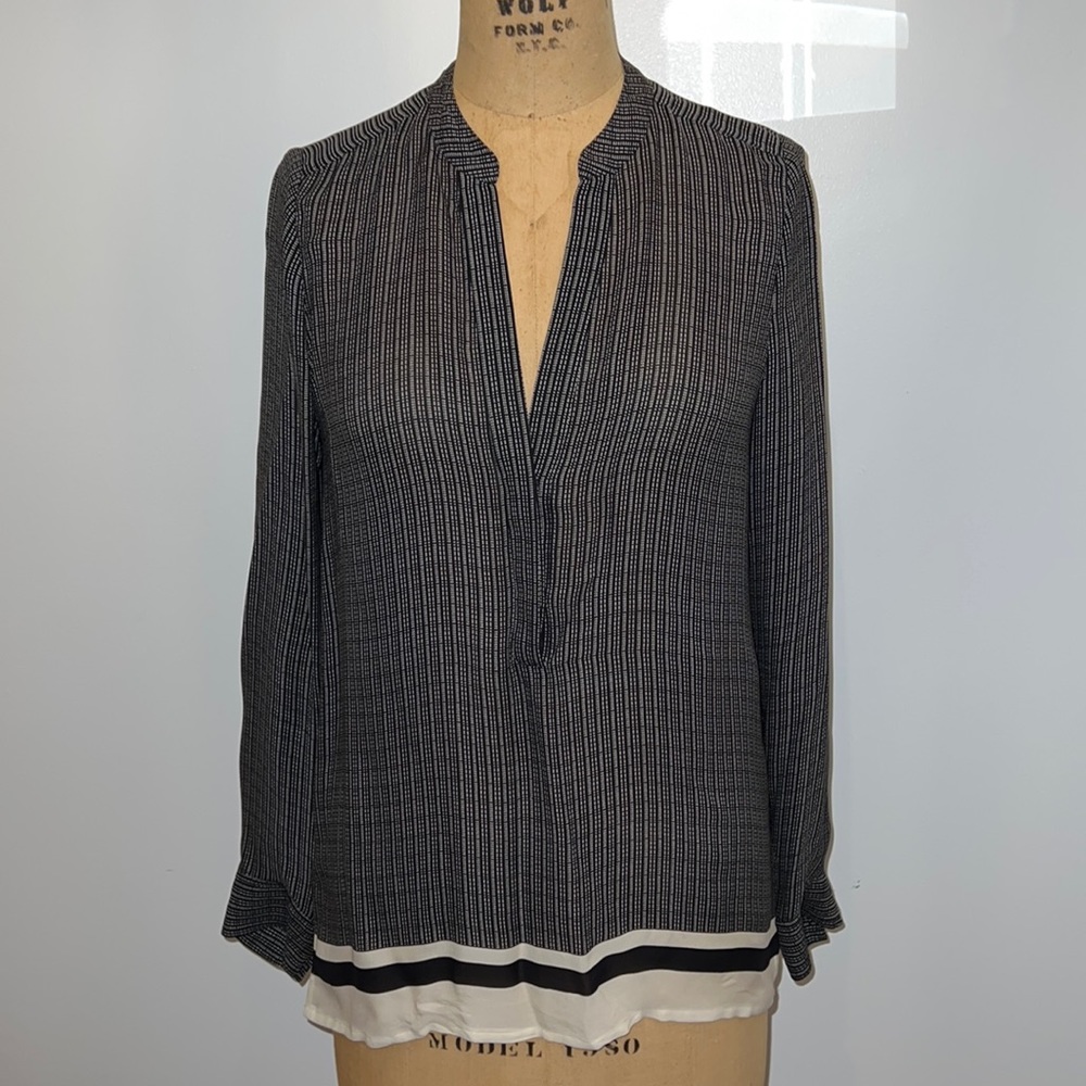 Vince Black and White Blouse with strip detail S